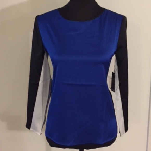 Vince Camuto Tops - VINCE CAMUTO COLOR BLOCK TOP w/CONTRAST-PIPING